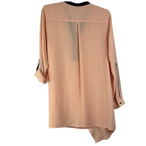 Relativity midi dress roll tab sleeves asymmetric hem Sz M - Picture 2 of 12